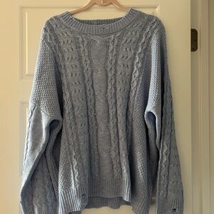 Pink Lily Light Blue Cable Knit Sweater